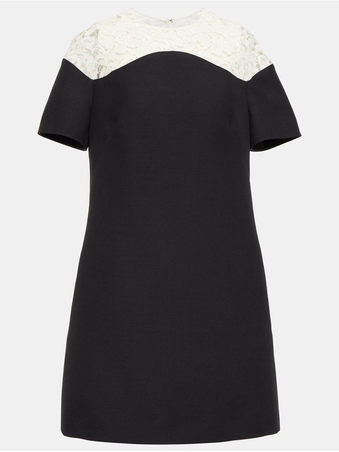 Valentino Crpe Couture Lace-Trimmed Minidress Dress Size 40 (It)